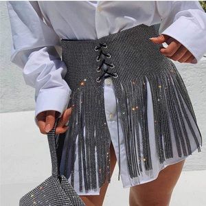 Black rhinestone fringe skirt